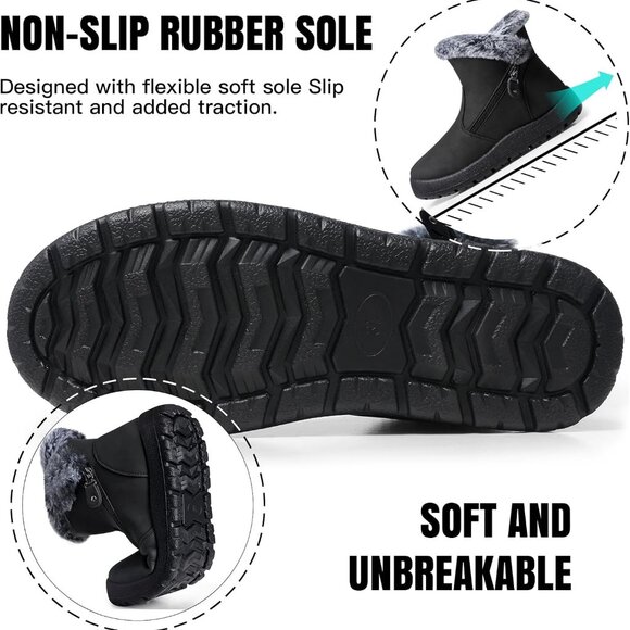 Winter Boots Women Waterproof Black 5 - Picture 5 of 6